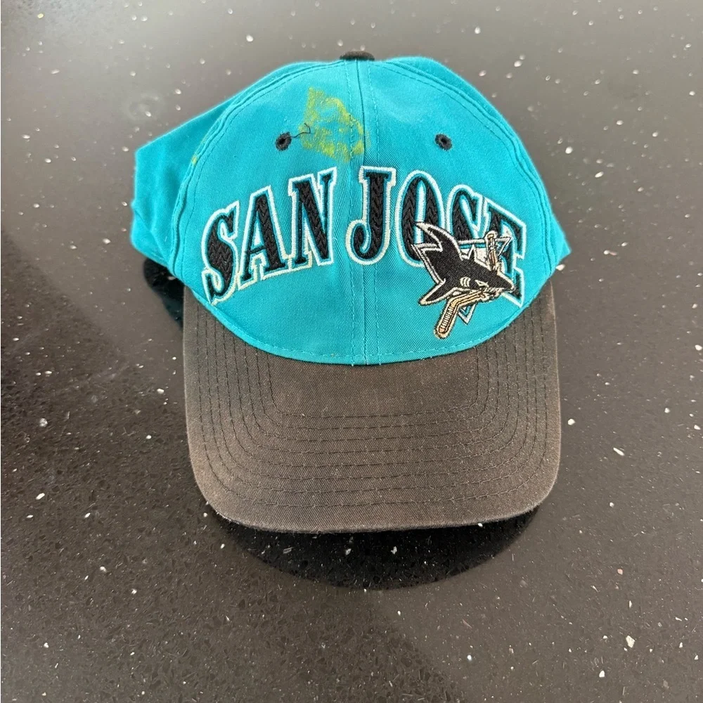 Vintage Starter San Jose Sharks NHL Teal and Black Cap